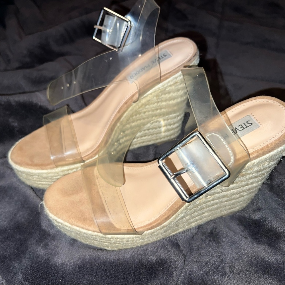 Steve Madden clear strap wedges